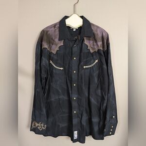 Panhandle slim pearl snap western short tie dye embroidery xl